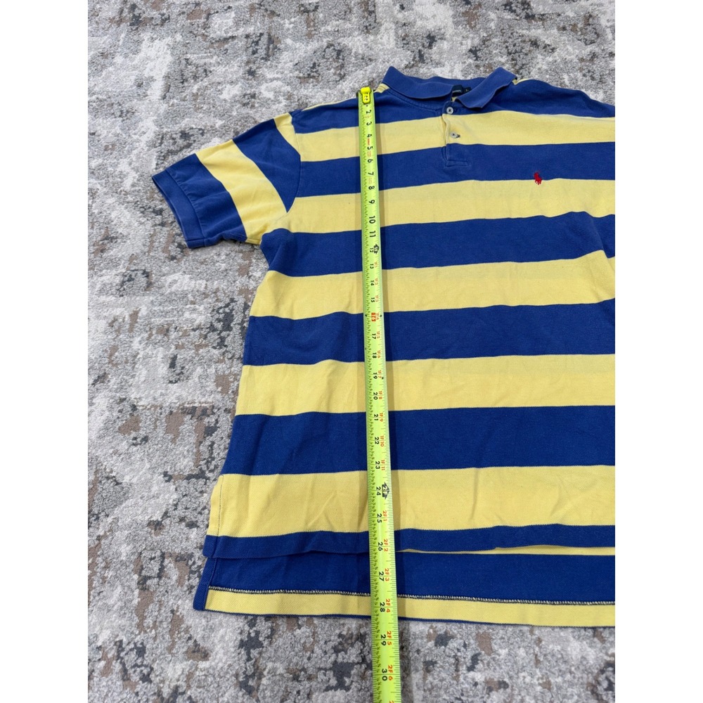 VTG Polo Ralph Lauren Mens‎ Large Blue Yellow Striped Short Sleeve Cotton Polo - Picture 4 of 7